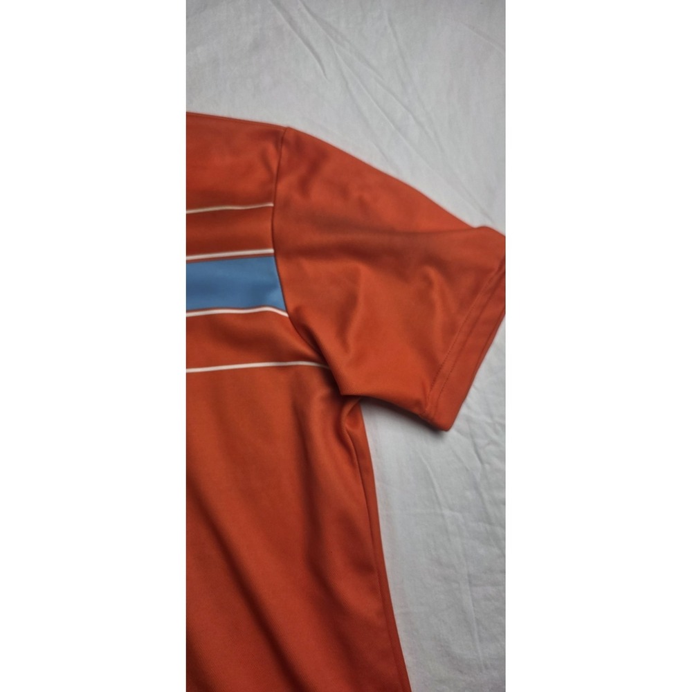 Sligo Men's Golf Polo Shirt Size M Orange Blue White Striped Performance Jersey - Picture 3 of 10